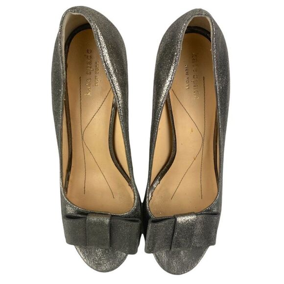 Kate spade New York Bronze Open Toe Glitter Sparkle Heels Pumps with Bow US 6M - Picture 3 of 12